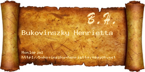 Bukovinszky Henrietta névjegykártya